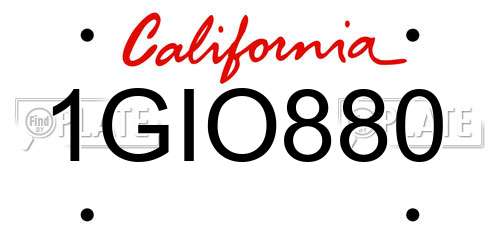 1GIO880 California License Plate