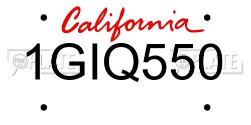 1GIQ550 California License Plate