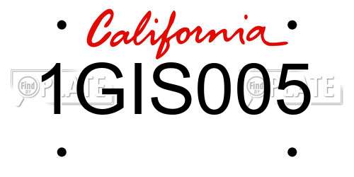 1GIS005 California License Plate