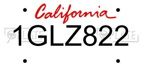 1GLZ822 California License Plate