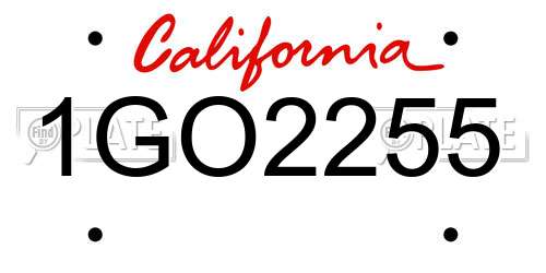 1GO2255 California License Plate
