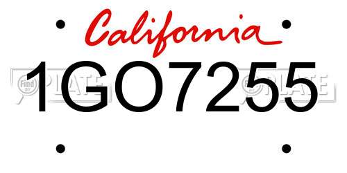 1GO7255 California License Plate