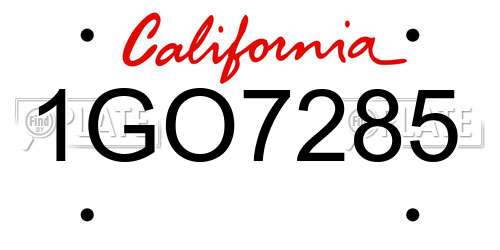 1GO7285 California License Plate