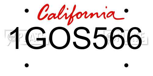 1GOS566 California License Plate