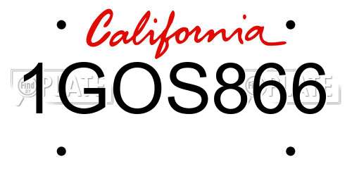 1GOS866 California License Plate