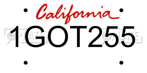 1GOT255 California License Plate