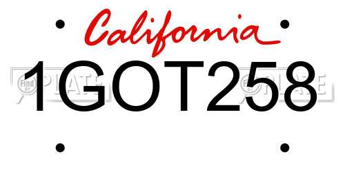 1GOT258 California License Plate