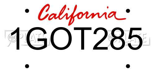 1GOT285 California License Plate
