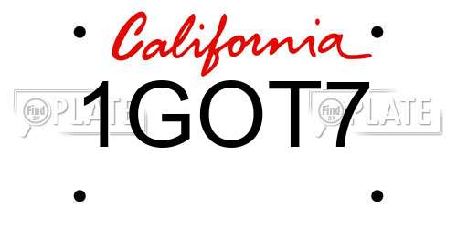 1GOT7 California License Plate