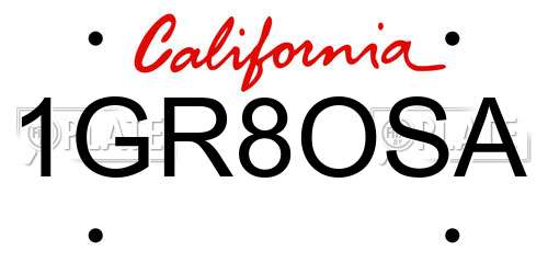 1GR8OSA California License Plate