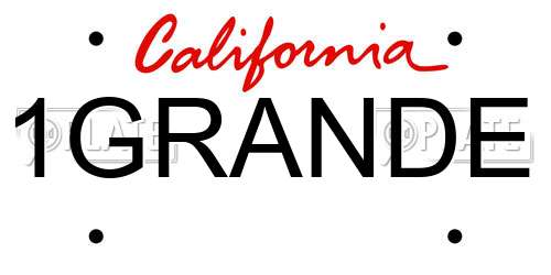 1GRANDE California License Plate