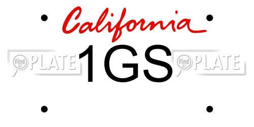 1GS California License Plate