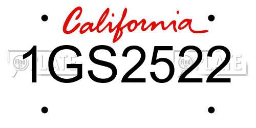 1GS2522 California License Plate