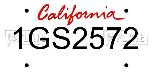 1GS2572 California License Plate