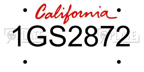 1GS2872 California License Plate
