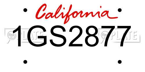 1GS2877 California License Plate