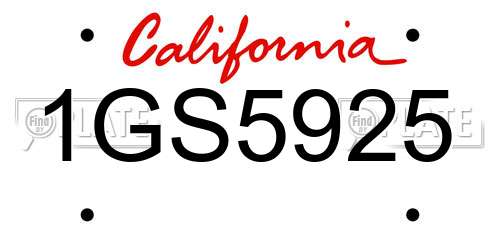 1GS5925 California License Plate
