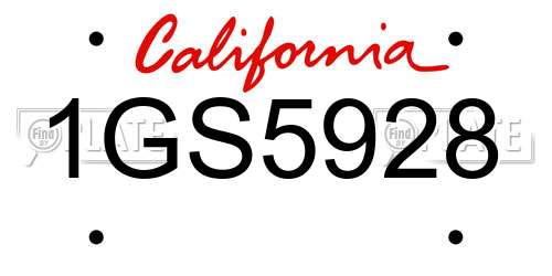 1GS5928 California License Plate