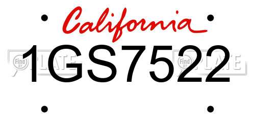 1GS7522 California License Plate