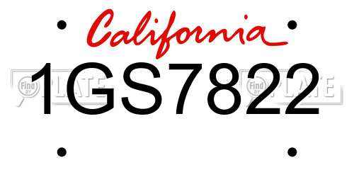 1GS7822 California License Plate