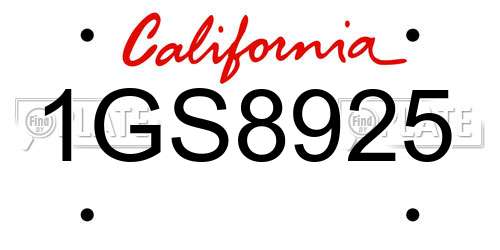 1GS8925 California License Plate