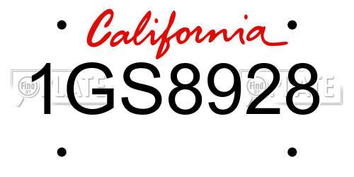 1GS8928 California License Plate