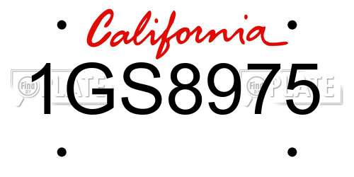 1GS8975 California License Plate