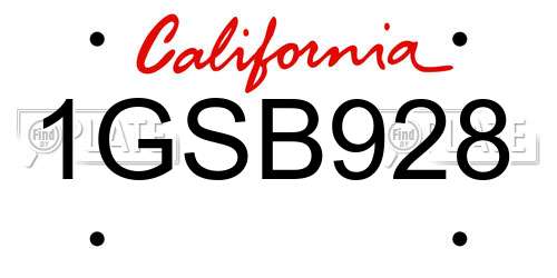 1GSB928 California License Plate