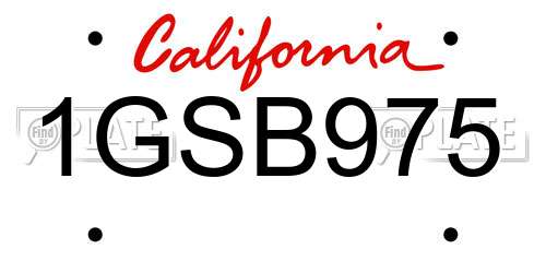 1GSB975 California License Plate