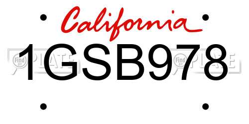 1GSB978 California License Plate