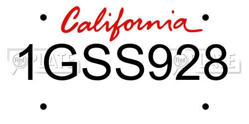 1GSS928 California License Plate