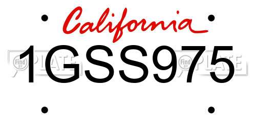 1GSS975 California License Plate