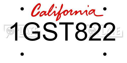 1GST822 California License Plate