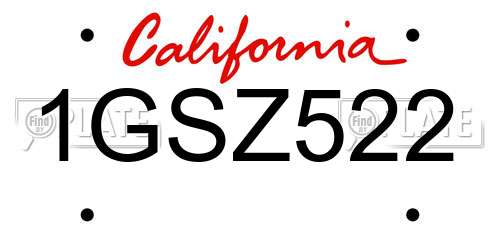 1GSZ522 California License Plate