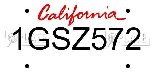 1GSZ572 California License Plate