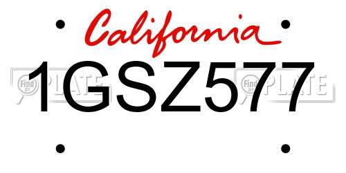1GSZ577 California License Plate