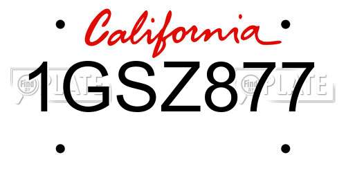 1GSZ877 California License Plate
