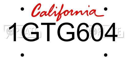1GTG604 California License Plate