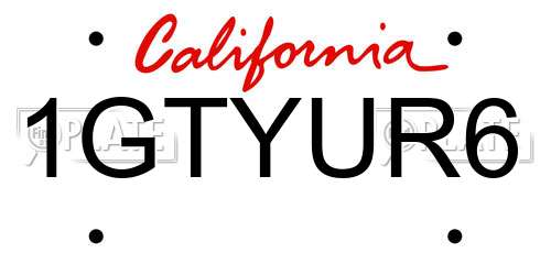 1GTYUR6 California License Plate