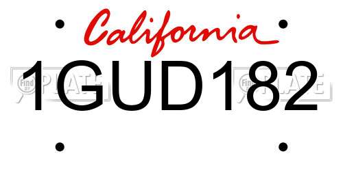 1GUD182 California License Plate