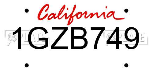 1GZB749 California License Plate