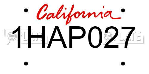 1HAP027 California License Plate