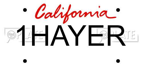1HAYER California License Plate