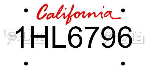 1HL6796 California License Plate
