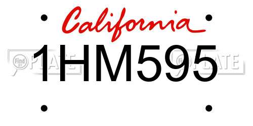 1HM595 California License Plate