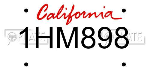 1HM898 California License Plate