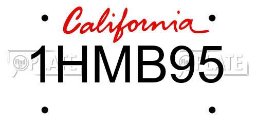 1HMB95 California License Plate