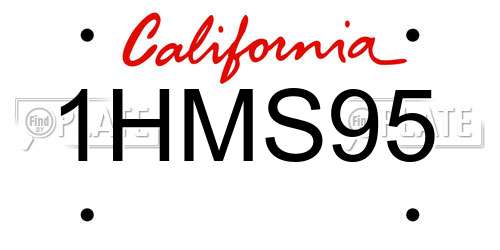 1HMS95 California License Plate