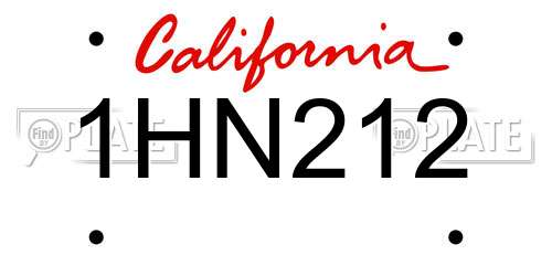 1HN212 California License Plate