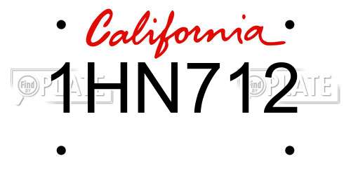 1HN712 California License Plate
